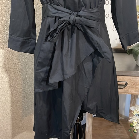 Elegant Black Wrap Dress Sz: M - Picture 2 of 8